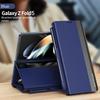 Electroplating Holder Pen Slot Tape Phone Case for Samsung Galaxy Z Fold 6 5 4 3 Fold6 Fold5 Fold4 Fold3 Magnetic Leather Cover