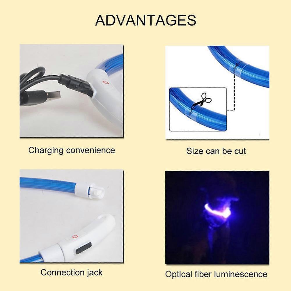 Светодиодный USB-ошейник для собак, ночной светящийся ошейник для собак, светодиодный ночной безопасный мигающий светящийся ошейник для предотвращения потери собак, аксессуары для домашних животных