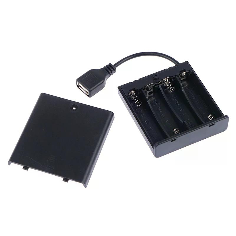 4 X AA USB Батарейный блок для 5V светодиодных лент USB Мини источник питания
