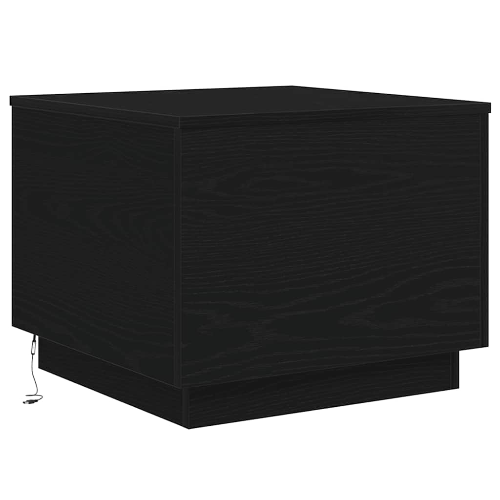Coffee Table with LED Lights Black Oak Look 50 x 50 x 40 cm