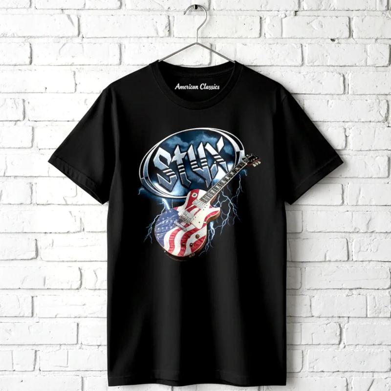 Styx Dennis Deyoung USA Guitar Unisex T-Shirt Stars Rock Band Album Concert Merch