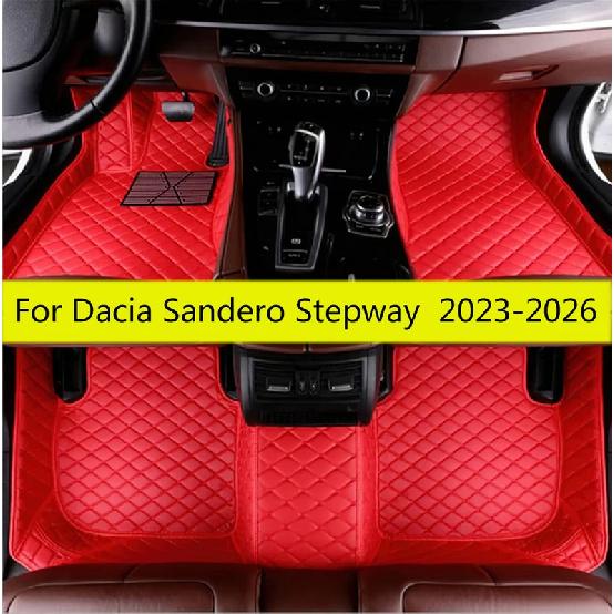 Кожаные автомобильные коврики для Dacia Sandero Stepway 2024 2025 2026, полный комплект для переднего и второго ряда, водонепроницаемые ковровые накладки