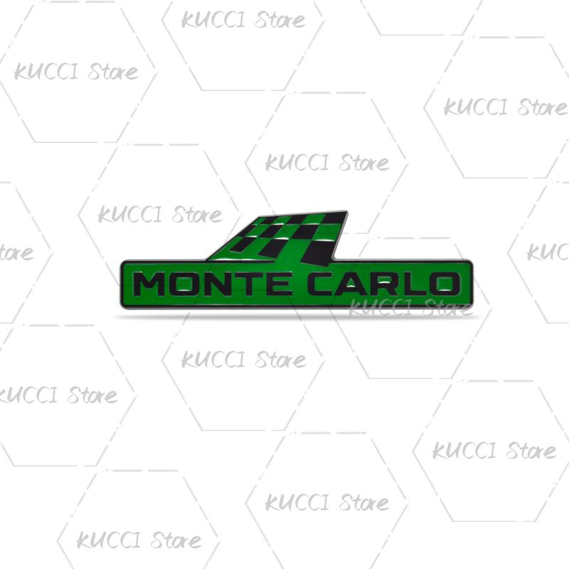 FSNK8 Alloy Metal Monte Carlo Racing Flag Grille Emblem Rear Trunk Badge Sticker For Skoda Fabia Octavia Kodiaq Superb VRS Kamiq Rapid