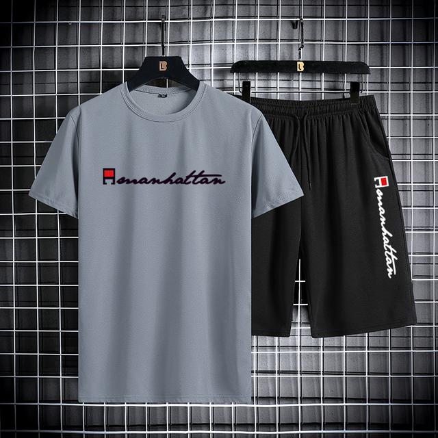 Шорты с короткими рукавами для мужского повседневного спортивного комплекта