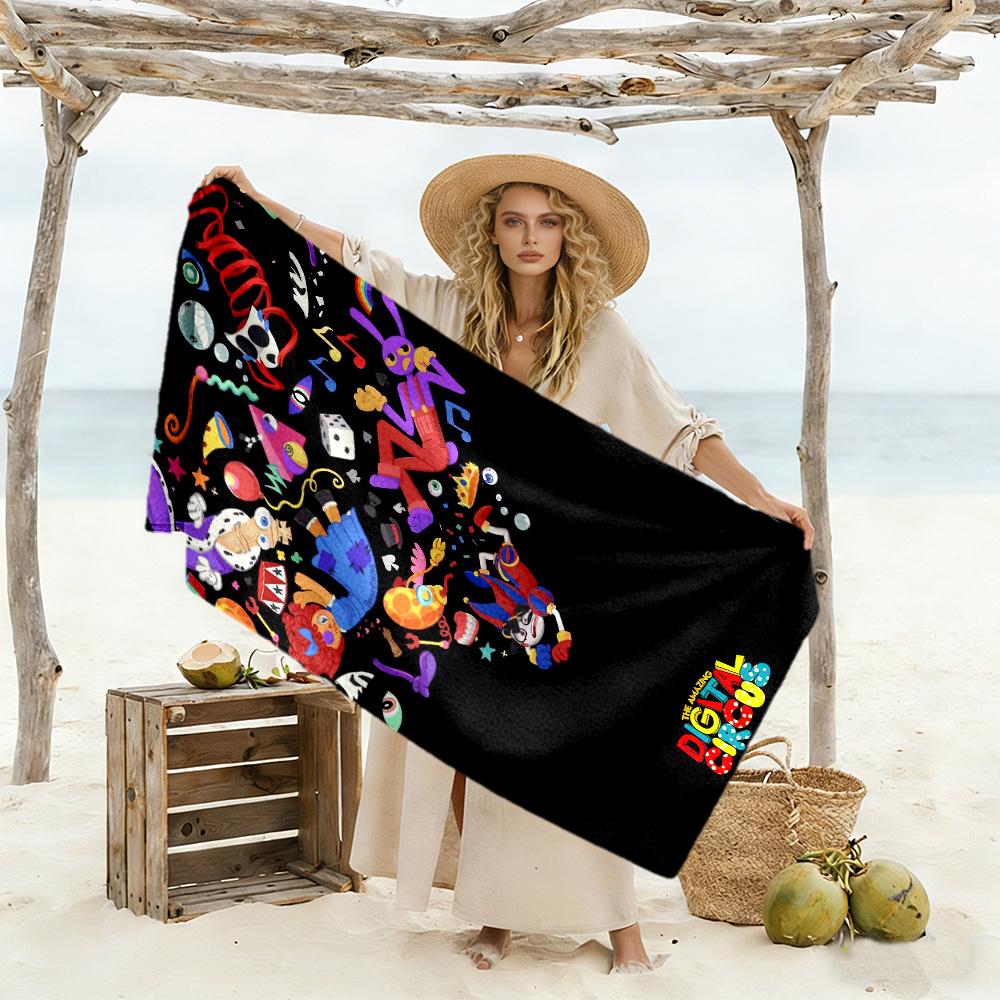 The Amazing Digital Circus Style Beach Towel Super Soft & Absorbent Comfortable Lightweight Perfect for Traveling Yoga Camping and Swimming