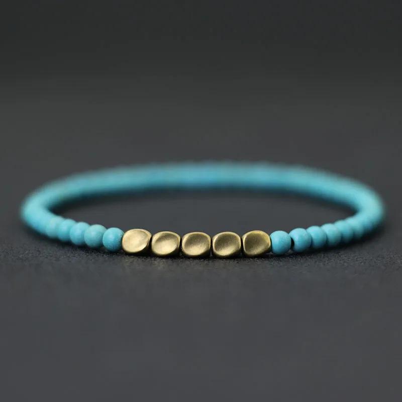 Новый мужской браслет 4 мм, нерегулярные медные бусины, браслет, минималистичный браслет из черного оникса, браслет Pulsera Hombre, подарок для него, Joias