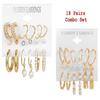 18 пар комплекта, вдохновленных знаменитостями, новейшие стильные позолоченные серьги-кольца и серьги-гвоздики с кристаллами и жемчугом для женщин