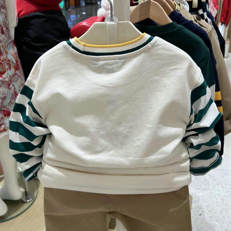 Детская футболка с длинным рукавом и принтом «Маленький медвежонок» - Весна/Осень 2025 Корейский стиль Базовый топ