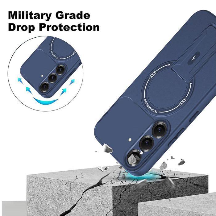 Coque Silicone - pour Samsung Galaxy A57 5G - avec Cercle Magnétique - Bleu Marine - 2 Verre Trempé