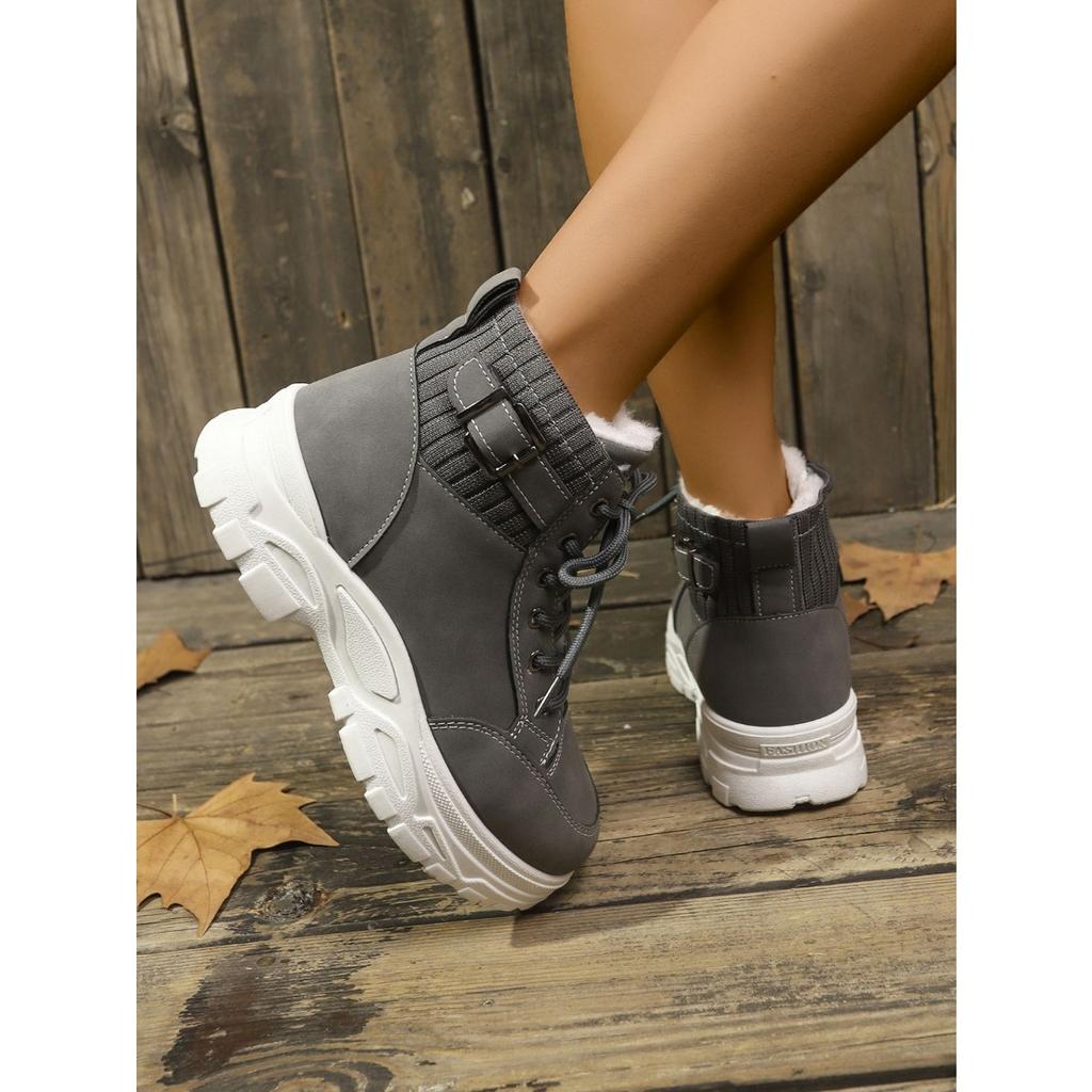 Ladies, Suede Shoes, Lace Up Shoes, Thick Soled Shoes, Snow Boots, Warm Shoes, Thick Shoes, Comfortable, Casual Shoes, Short Boots