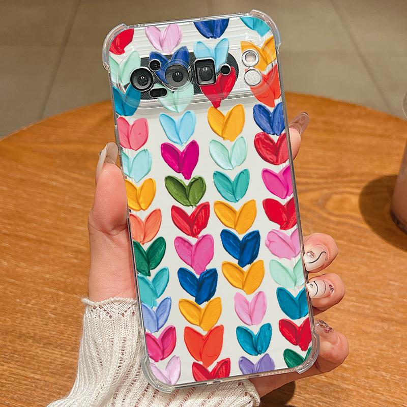 Чехол для телефона из ТПУ с принтом в виде сердца для Google Pixel 9 Pro Pixel 9 Pro XL Мягкий силиконовый прозрачный задний чехол для Google Pixel 9A