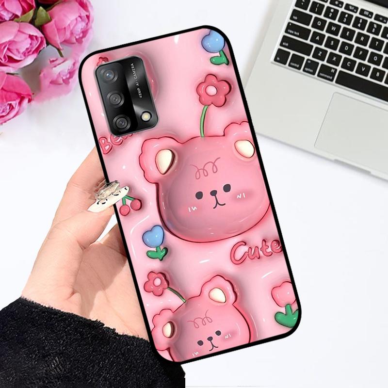 Модный художественный силиконовый чехол-мультяшка для Oppo F19/A74 с ударопрочным бампером