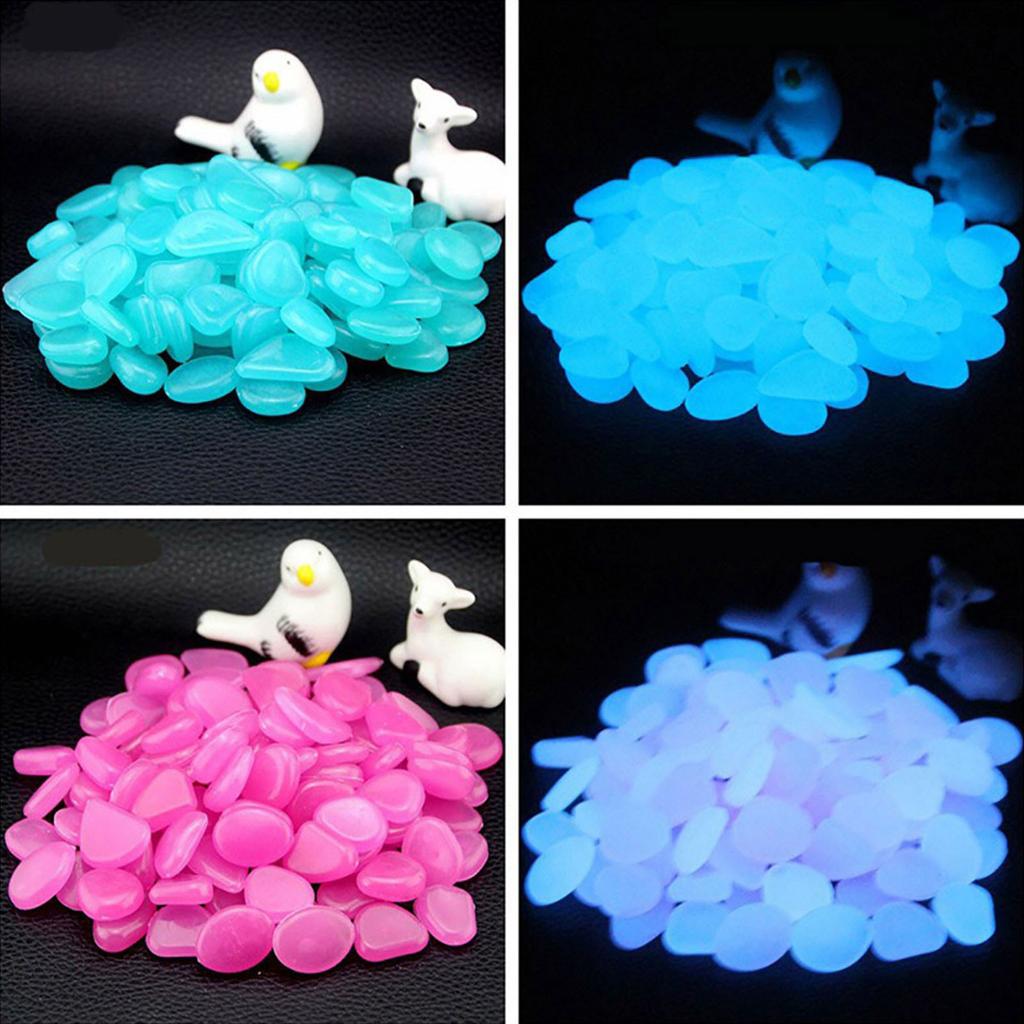 100PCS Garden Decoration Glow In The Dark Luminous Pebbles Stones Wedding