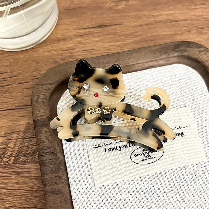 New Cute Acetate Cat Hair Claws Vintage Rhinestone Shark Clip Hairpins Hair Clip Clamps Fashion Headwear Girls Hair Accessories