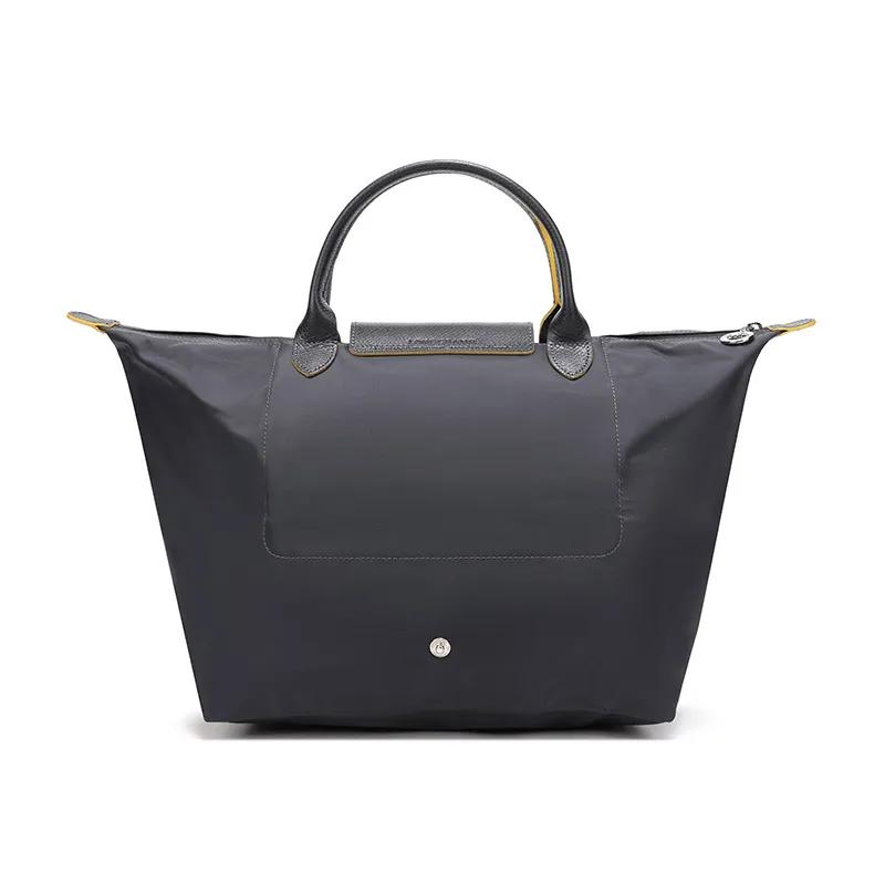 LONGCHAMP Le Pliage Club Polyamide Canvas Cow Leather Dumpling Bag Handbag Medium Women's Metallic Gray (Unisex) Handbags 1623619300