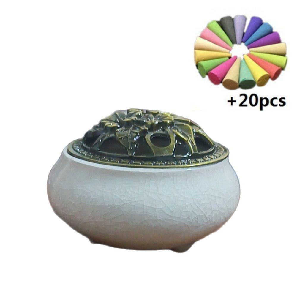 Ceramic Incense Burners Portable Porcelain Censer Buddhism Incense Holder Home Tea House Yoga Studio 20pcs Incense Gift