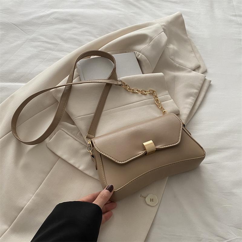 Однотонная женская сумка, новый стиль, популярная текстура, простой дизайн, модная маленькая сумка в стиле аромата, сумка через плечо под мышкой