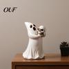 Mysterious Desk Ornament Halloween Ghost Figurine with Skull, Resin Statue for Tabletop Decor, Themed Window Display Retro Gothic Home Desktop