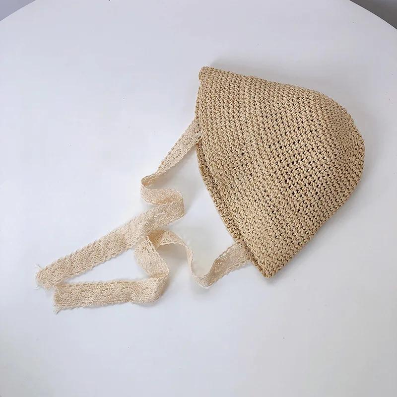 Baby Hat Summer Straw Baby Girl Cap Fashion Lace Bow Beach Children Panama Hat Princess Baby Hats and Caps Kids Hats
