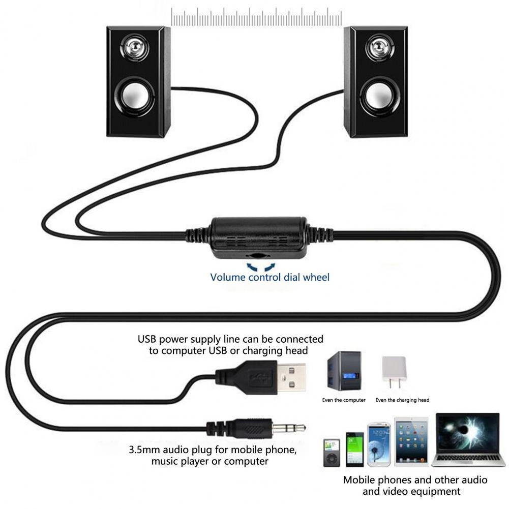 USB-проводные деревянные колонки, бас-стерео сабвуфер, звуковая коробка, 3,5 мм, вход AUX, USB-мощность, компьютерные колонки для настольного ПК, смартфона