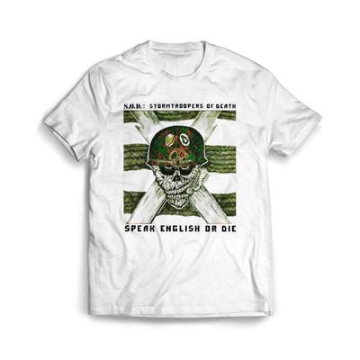 Винтажная футболка S.O.D Band Speak English Or Die Хлопок Размеры S-5XL Белый AP664 Унисекс
