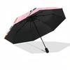 1pc Dachshund Floral Automatic Folding Umbrella - Compact 8-Rib Design, Durable Plastic & Iron, Lightweight for Outdoor Daily Use082