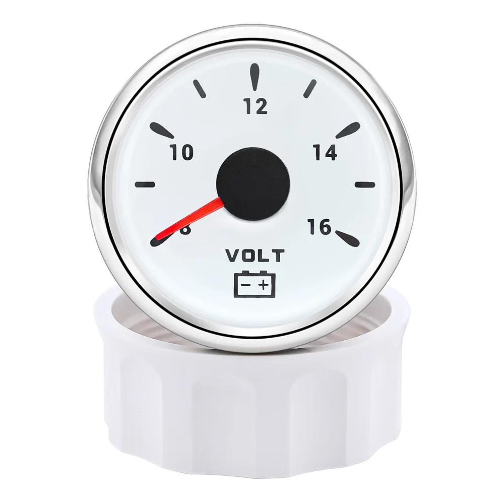 12V Car Accessories 2" 52mm VOLT Meter 8-16V Waterproof Voltage Gauge with 7 Colors Backlight for Car Boat Marine