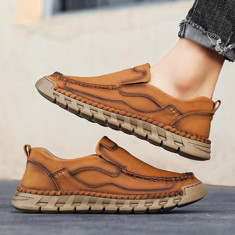 Новые мужские повседневные туфли, кожаные мокасины ручной работы, удобные мужские туфли, кожаные мокасины на плоской подошве, мужские кроссовки