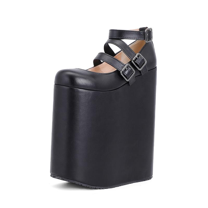 Мода 2025 Слишком высокая платформа Обувь Харадзюку Лолита Высота 23 см Модель Женские туфли-лодочки Обувь Мэри Джейн Клиновидный каблук Стильная пряжка