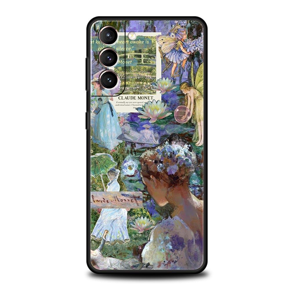 Чехол для телефона Claude Monet Art для Samsung Galaxy S24 S23 Ultra S22 S21 S20 FE 5G S10 S10E S9 Plus S8 силиконовый черный чехол-бампер