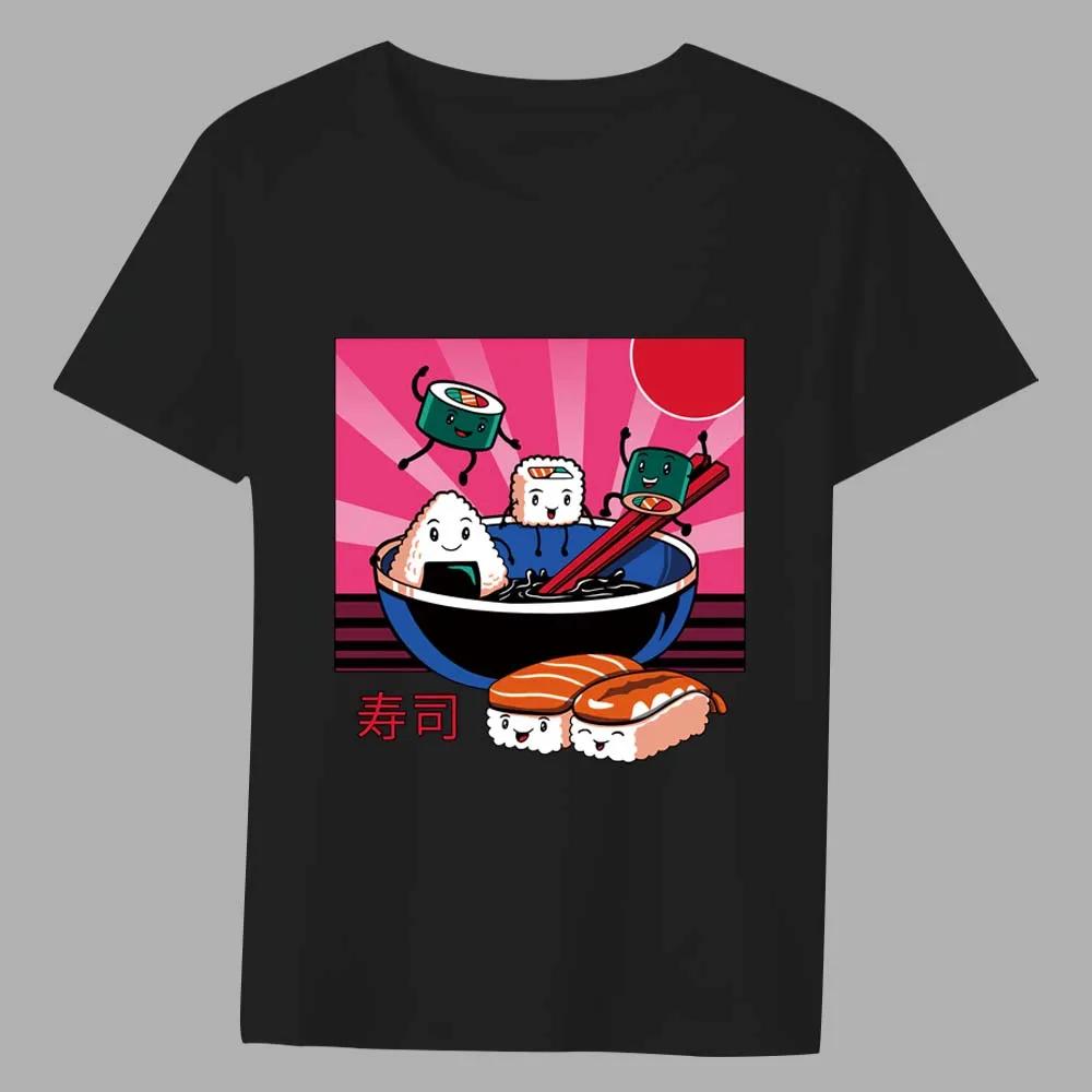 Мужская классическая футболка Повседневная черная серия с принтом в японском стиле Футболка с коротким рукавом с круглым вырезом Удобная футболка для молодых мужчин