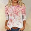 Spring and Autumn Round Neck Flower Pattern 3D Creative Personalized Colorful Printed Top Fashionable Casual Long Sleeved Women's T-shirts