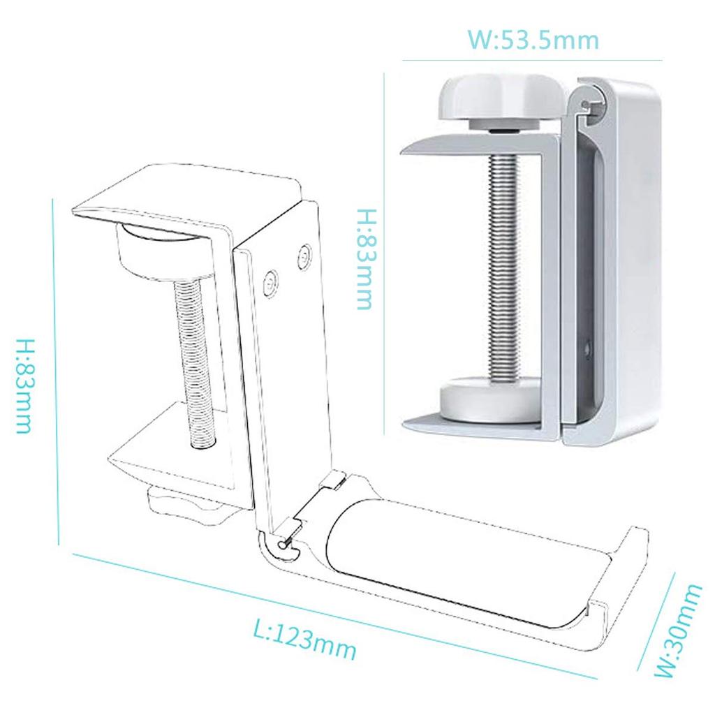 Складная подставка для наушников Odowalker, складной крючок, настольная подставка, крючок для стола, алюминиевый сплав, вешалка для наушников с мини-шестигранным ключом, вешалка для гарнитуры (Серебряный)