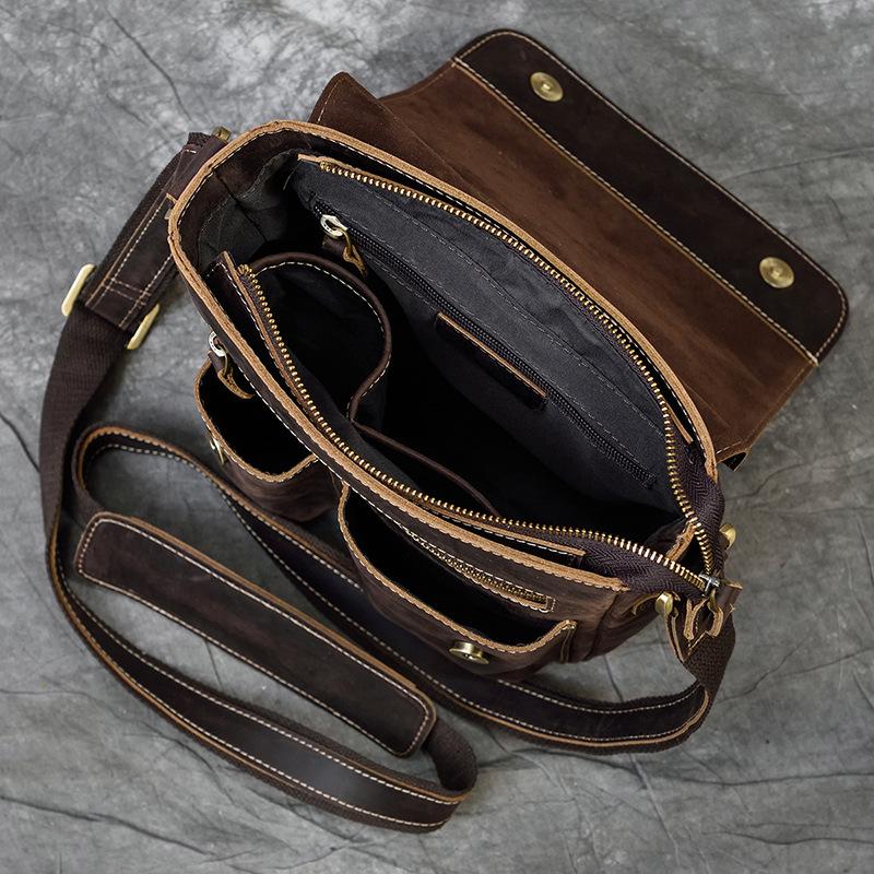 Men'S Leather Shoulder Bag Leather Flip Shoulder Messenger Bag First Layer Cowhide Go Out Ipad Bag Casual Men'S Bag