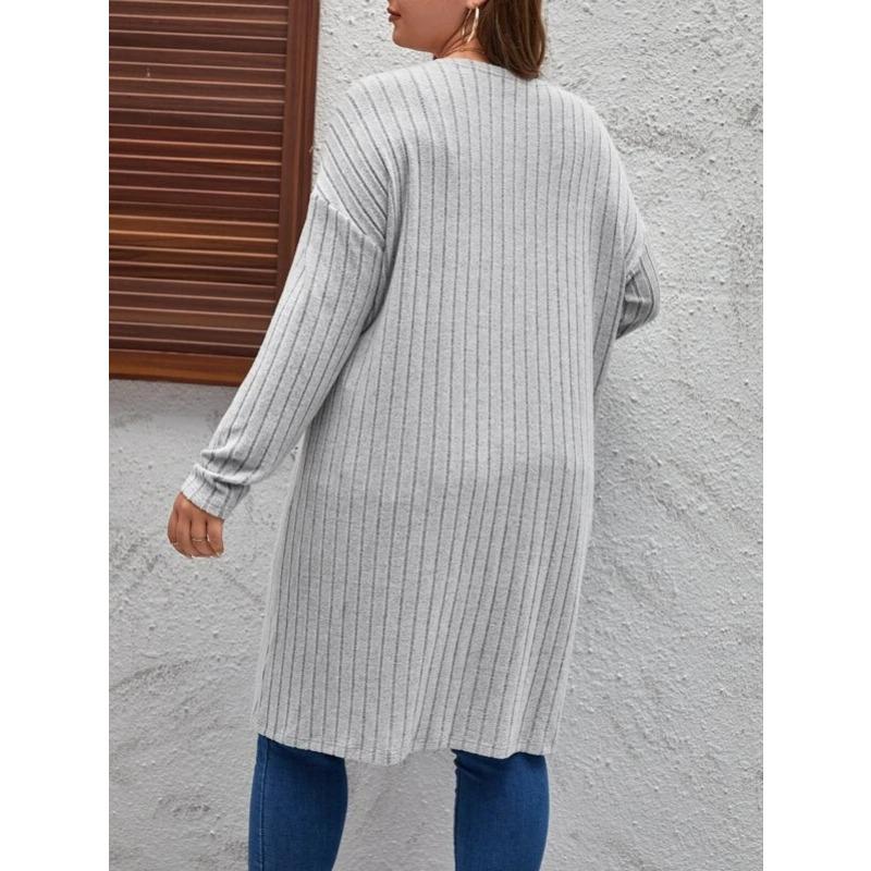 Spring and Autumn Thin Large Size Ladies Casual Long Sweater Cardigan, Loose and Comfortable Ladies Unbuttoned Knitted jacketHF23047