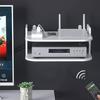 2 Tier Floating Shelves Wifi Router Hanging Layer Multi Tap Outlet Set Top Box Holder Cable Bracket Wall Mount Storage Organizer