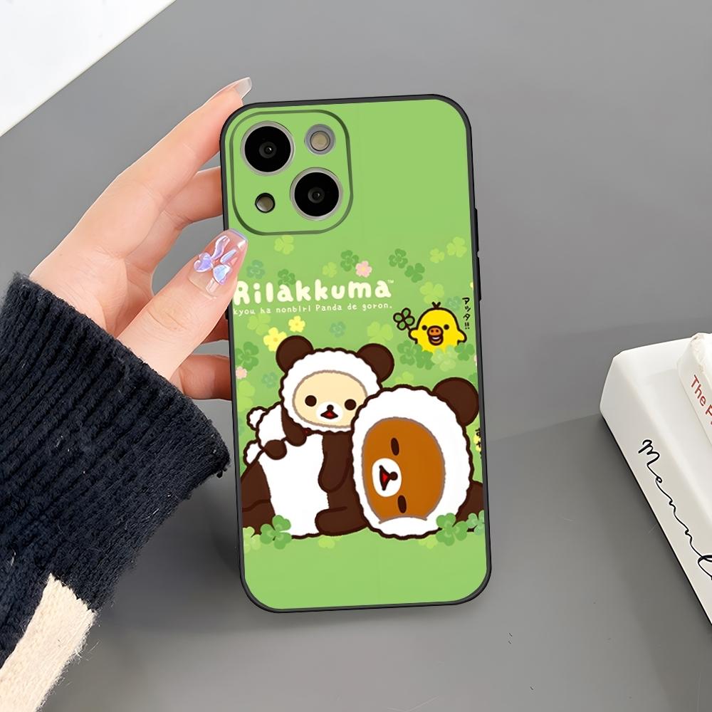 Милый чехол-медвежонок Рилаккума для iPhone 16 Plus 15 14 Pro Max 13 Mini 11 12 Xr X Xs 6 7 8 SE Plus Задняя крышка
