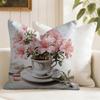 Painting Cup of Flowers Cushion Cover Summer Linen Pillow Case Organic Fabric Cushion Cover DoubleSided Print Sofa Home Decor