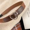 Fashion Leather Headband Coffee Brown Wide Brim Hairband Heart-Shaped Buckle Hair Accessories Head Band