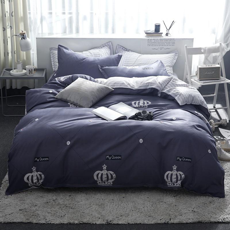 Комплект постельного белья из стираного хлопка, четыре предмета, пододеяльник, простыня, комплект из трех предметов для спальни