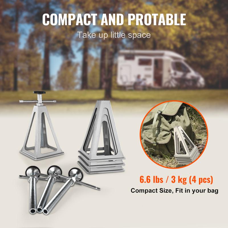 SucceBuy Stabilizer Jacks 4 Pack Aluminum RV Leveling Jacks Stack Jacks for RV Travel Trailer Camper Single Screw Jack 6000 Lbs