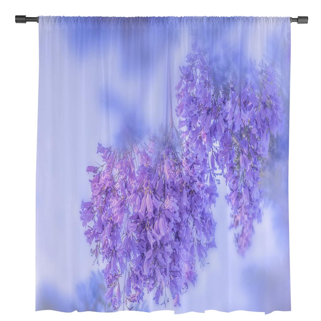 Фиолетовый Цветок Окно Обработка Тюль Современные Прозрачные Шторы для Кухни Гостиной Спальни Шторы Украшения
