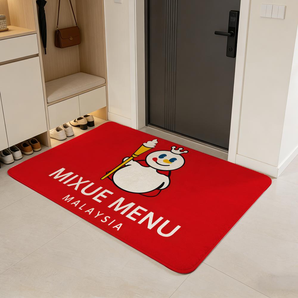 Catering M-Mixue I-Ice C-Cream Floor Mat Flannel Door Mat Non-Slip Absorbent Washable Indoor Home Rug