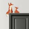 1 Set Wooden Fox Door Corner Decoration Mother Little Fox