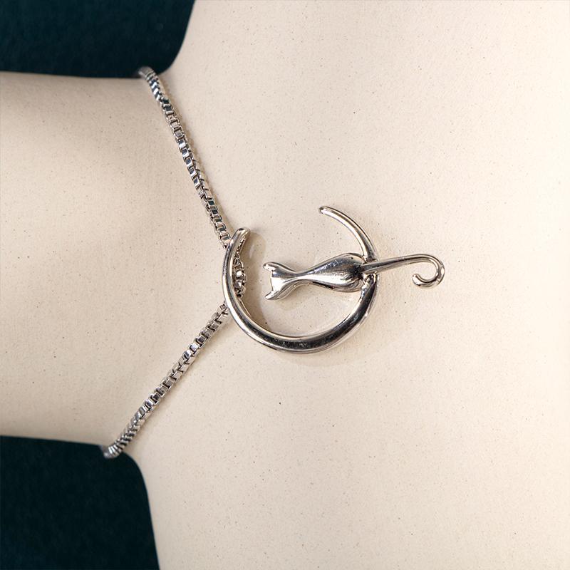 BELLA BOX Trendy Silver Plated Moon Cat Women Necklace Romantic Anniversary Girl Gift Delicate Female Pendant Necklace Jewelry