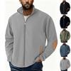Mens Zip Up Hoodie Vintage Lined Sweatshirt Fleece Full-Zip Winter Warm Jackets With Elbow Patches