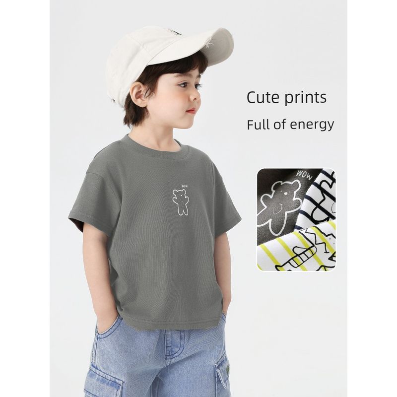 Boys' Simple Casual Short-Sleeved T-Shirt Men's Summer Clothing 25 Years New Summer Style Kidsren's Clothing Baby Tops Half-Sleeved