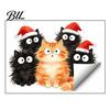 Gift for Cat Lovers Christmas Window Cling, Cartoon Cats Sticker with Santa Hat, Removable DIY Scene Decals PVC Static Glass Decal Holiday Bedroom