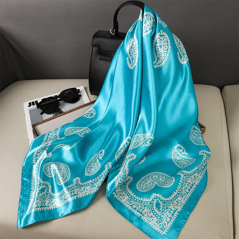 90x90cm Square Scarf for Women Head Shawls and Wraps Luxury Print Neck Scarves Hijab Bandana