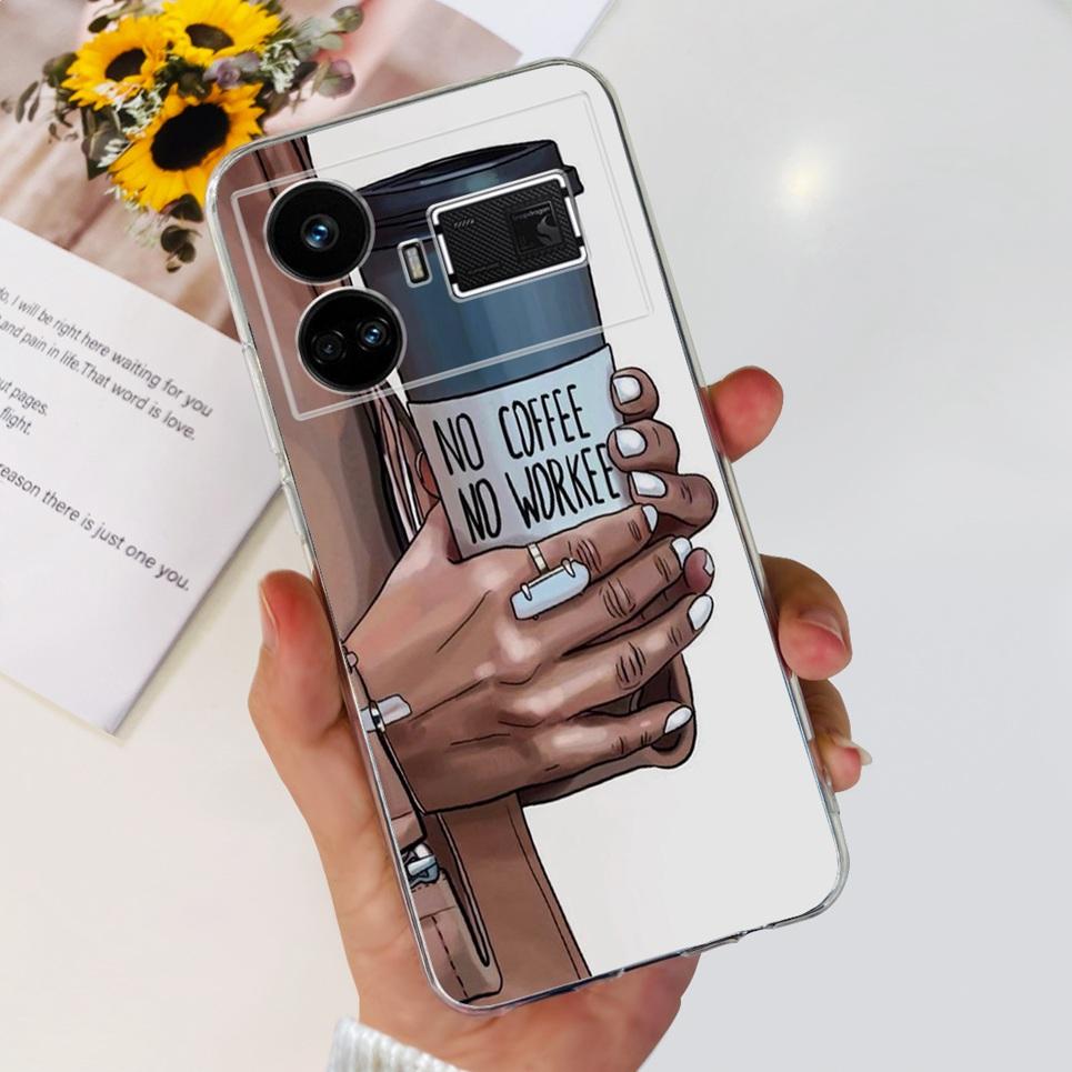 For Realme GT5 Case Clear Silicone Soft TPU Cover For OPPO Realme GT 5 RealmeGT5 Cases Flower Marble Jelly Bumper Coques